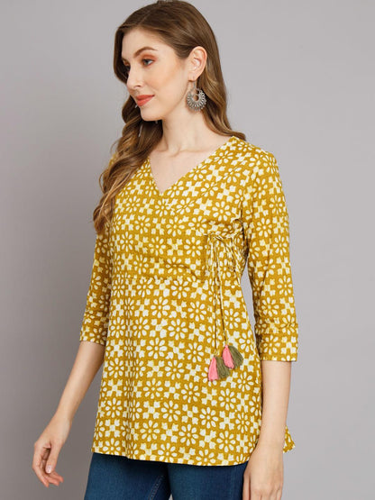 Jaipur Batik Green Angrakha Top - JAIPURHUTZ