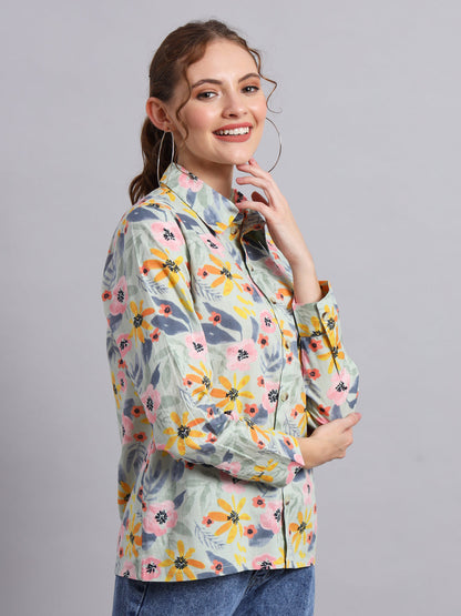 Multicolor Cotton Shirt Style Top