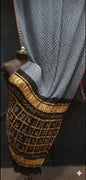 Traditional Steel Grey with Black, A JaipurHutz Pure Gajji Silk Saree