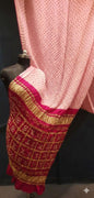 Best Seller Baby Pink with Deep Red, A JaipurHutz Pure Gajji Silk Saree