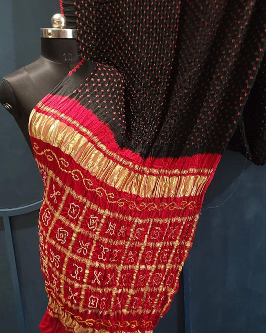 In Demand Black with Red, A JaipurHutz Pure Gajji Silk Saree