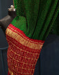 Gajji Silk Saree in Forest Green with Red, A JaipurHutz Pure Gajji Silk Product