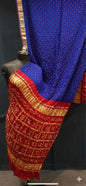 Traditional Roya Blue with Red, A JaipurHutz Pure Gajji Silk Saree