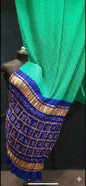 Royal Rama Green with Royal Blue, A JaipurHutz Pure Gajji Silk Saree