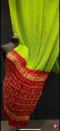 Traditional Royal Green with Red, A JaipurHutz Pure Gajji Silk Saree