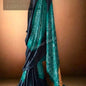 Pure Gajji Silk Raasmandal Sarees | Traditional Heritage Silk in Black and Rama Green