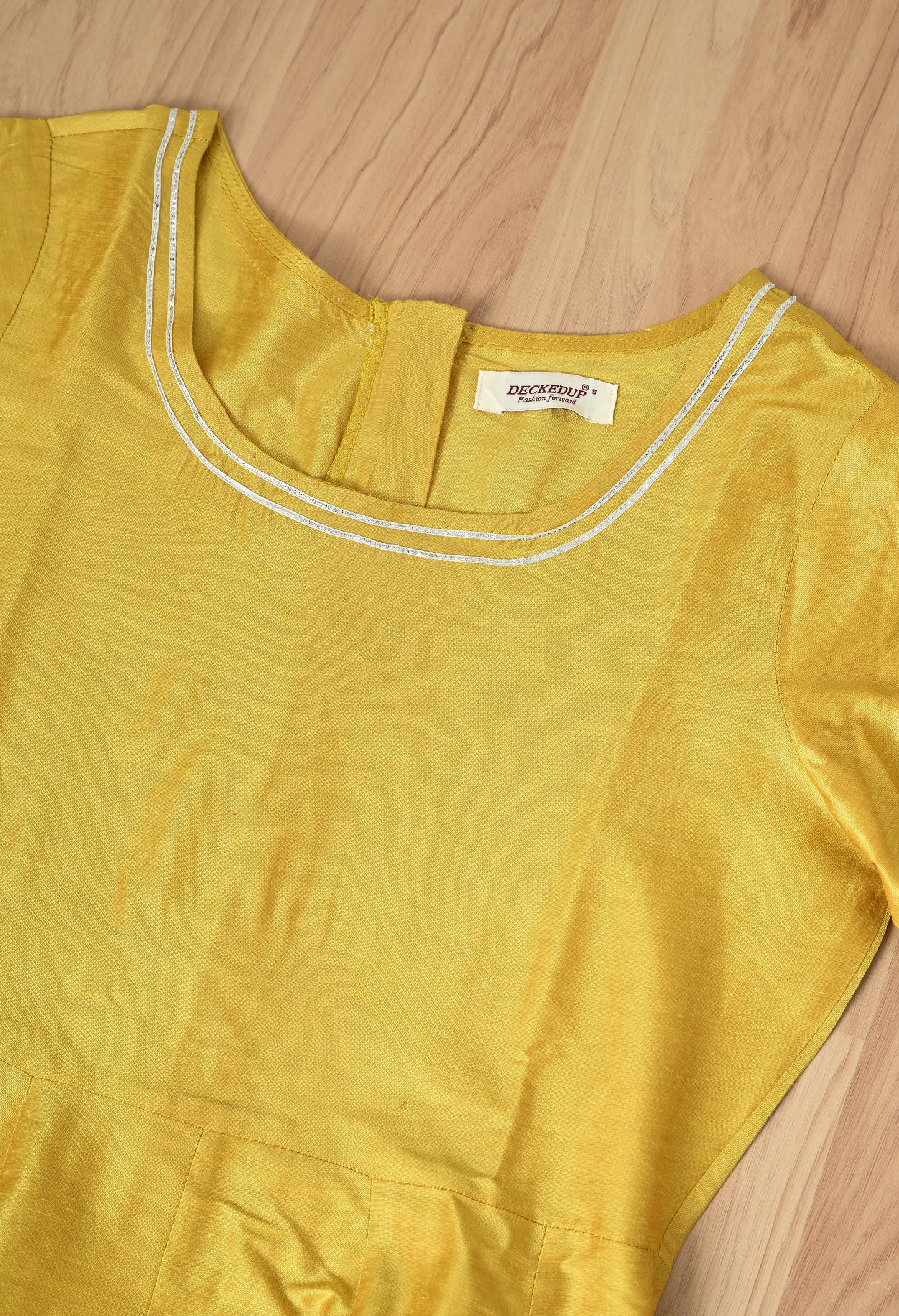 Yellow Cotton Silk Gown Dress