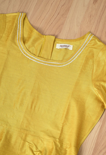 Yellow Cotton Silk Gown Dress