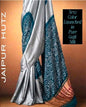 Pure Gajji Silk Bandhej Saree in Steel Grey & Teal Blue