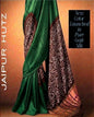 Pure Gajji Silk Bandhej Saree in Emerald Green & Deep Earth