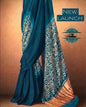 Ethereal Teal Gajji Silk Saree with Hand-Drawn Raasmandal Art