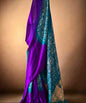 Purple & Teal Hand-Dye Gajji Silk Bandhej Saree