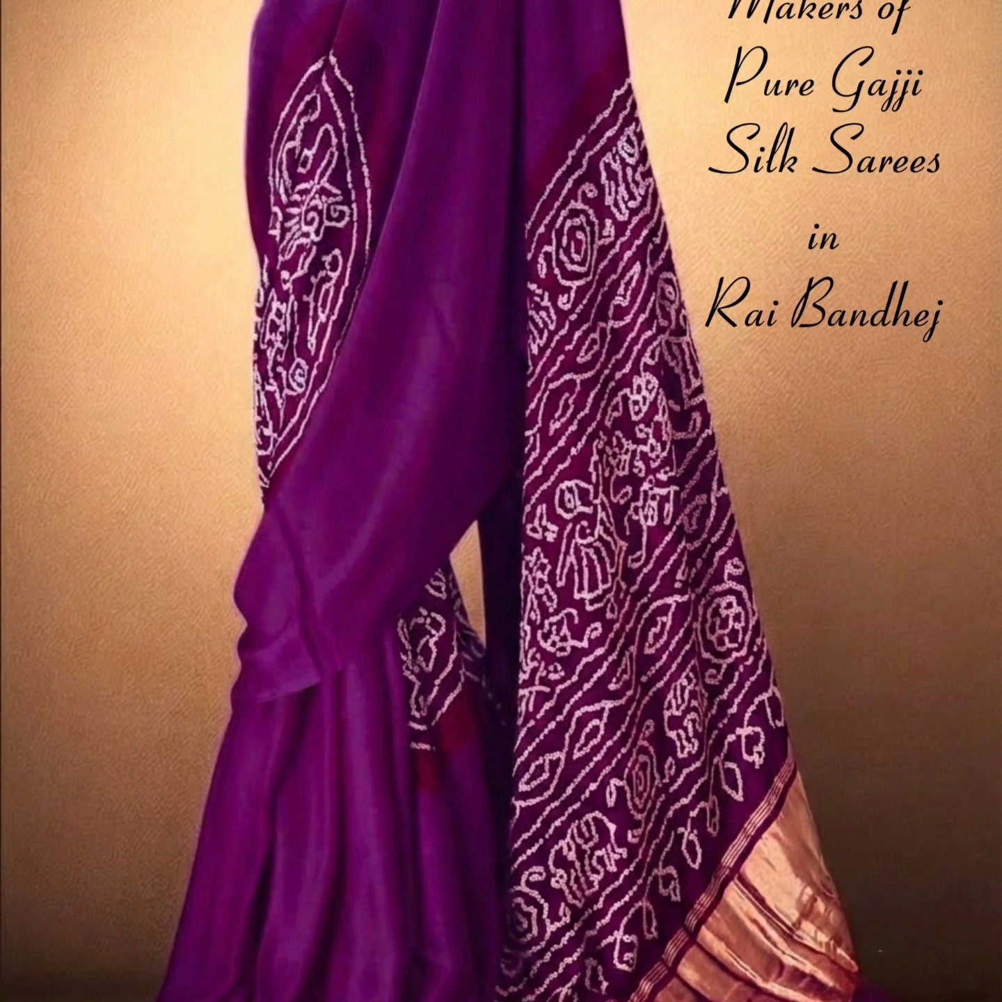 Regal Deep Purple Pure Gajji Silk Rai Bandhej Saree
