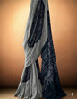 Sophisticated Silver-Grey and Charcoal Black Pure Gajji Silk Bandhani Saree
