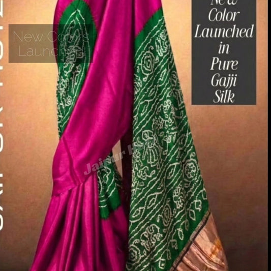 A Woven Masterpiece: Handcrafted Raasmandal Gajji Silk in HotPink and Green