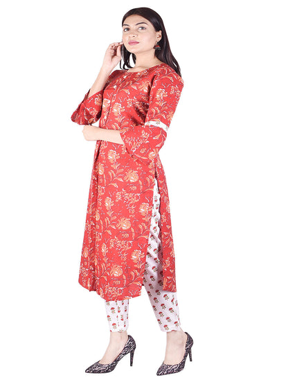 Printed Cotton Straight Kurti With Pant