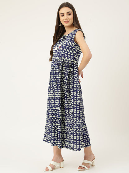Blue A-Line Pocket Dress