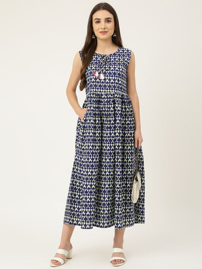Blue A-Line Pocket Dress