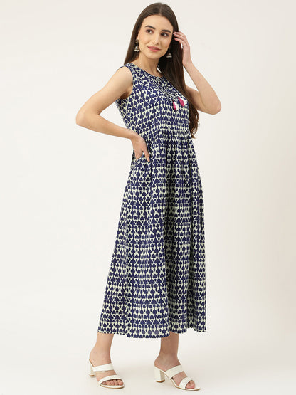 Blue A-Line Pocket Dress