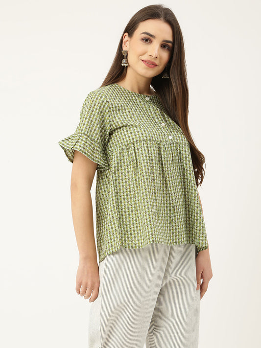 Cotton Printed Empire Top