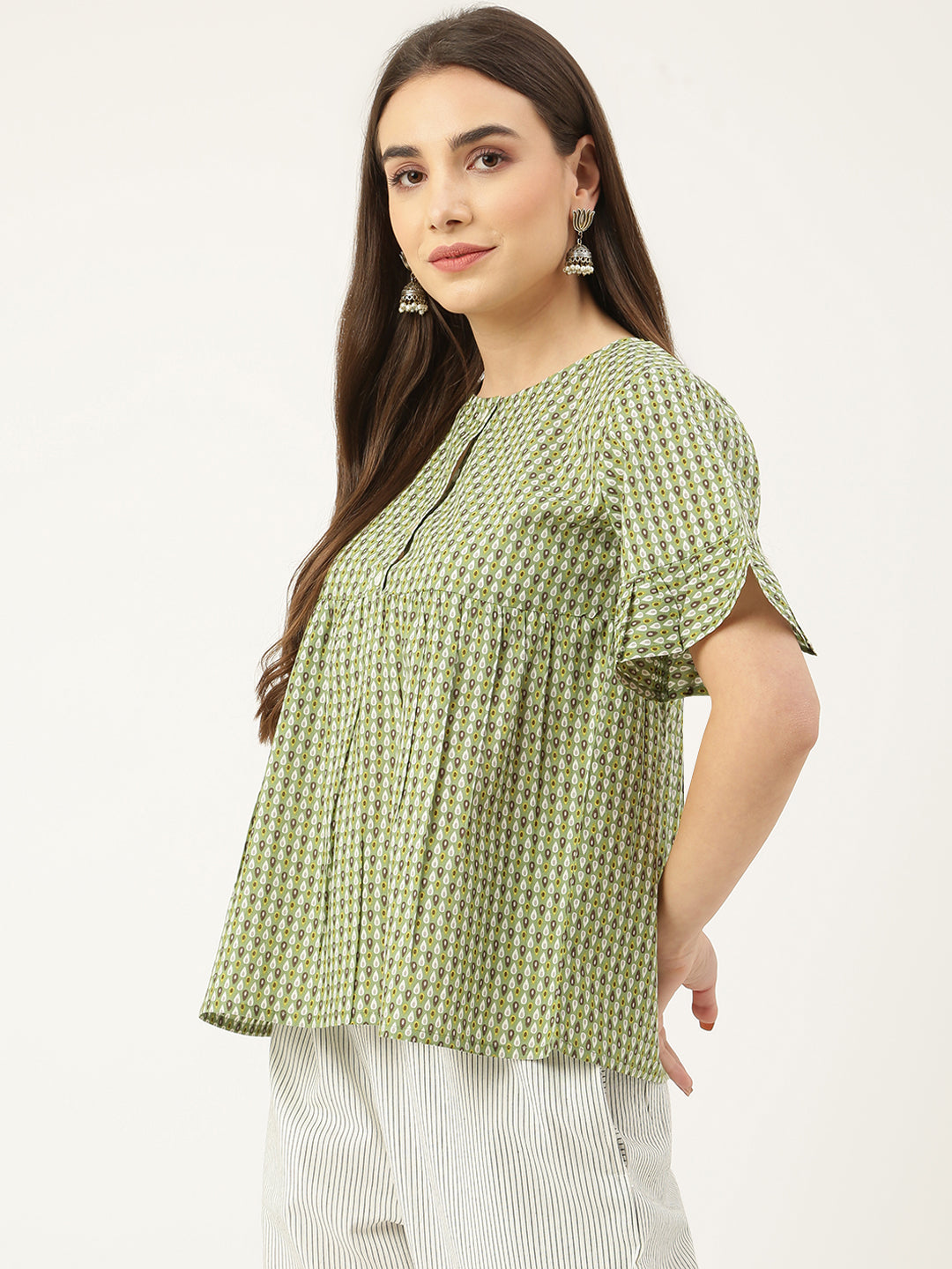 Cotton Printed Empire Top