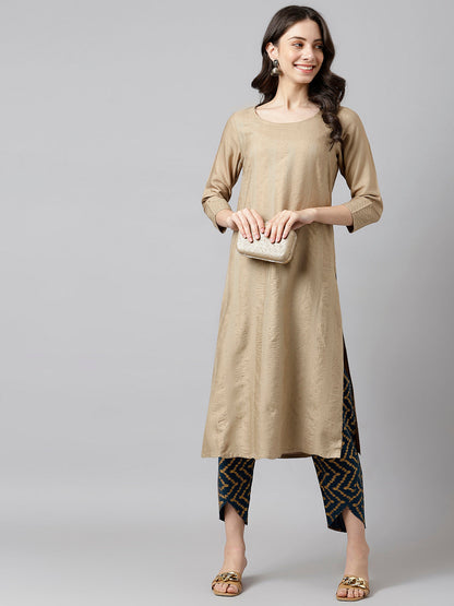 Navy Blue And Gold Chevron Print Pants