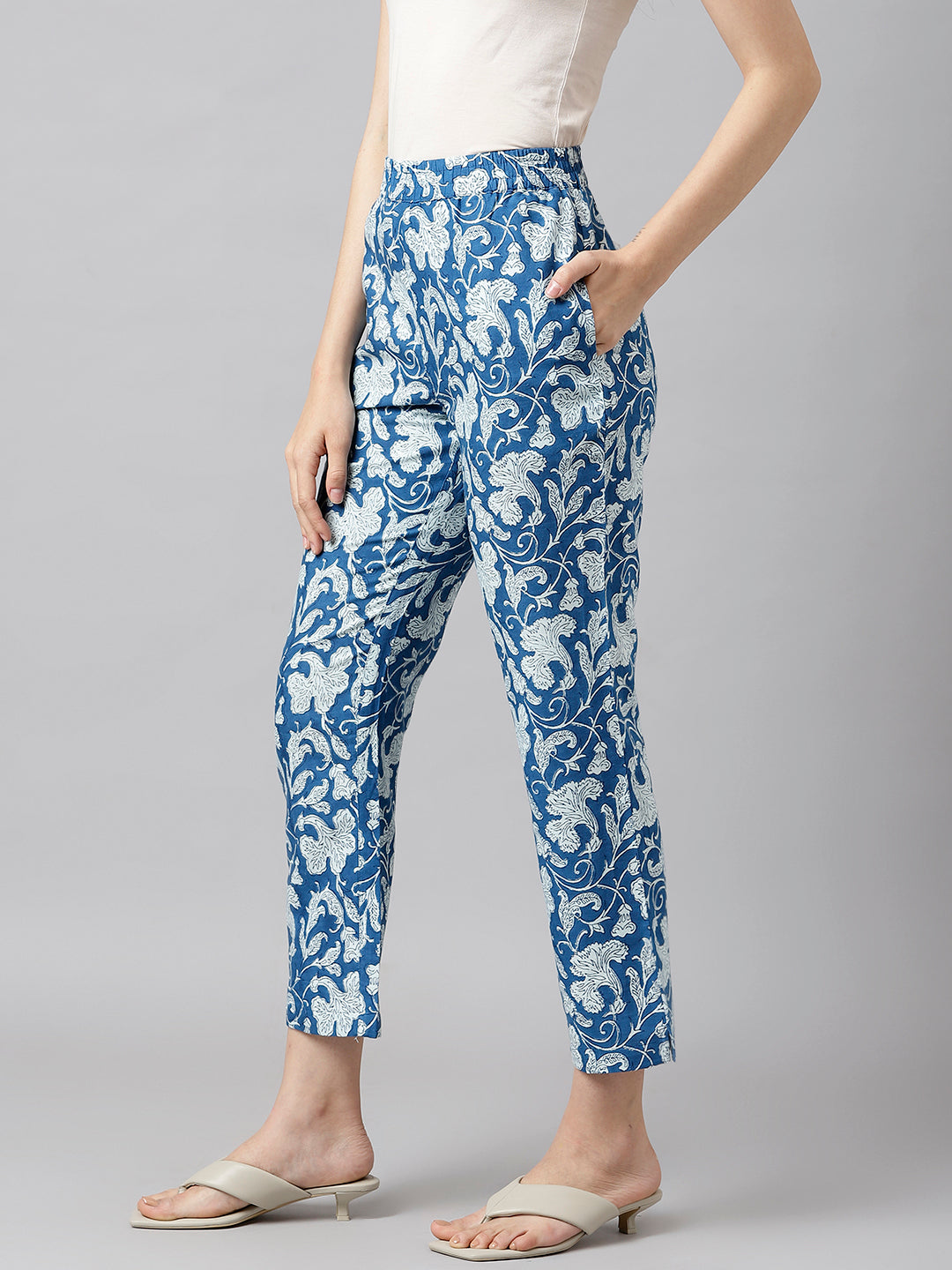 Indigo Printed Pocket Pants
