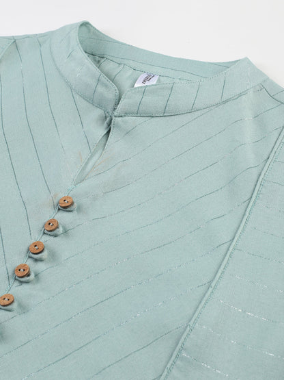 Green Soild Woven Empire Top