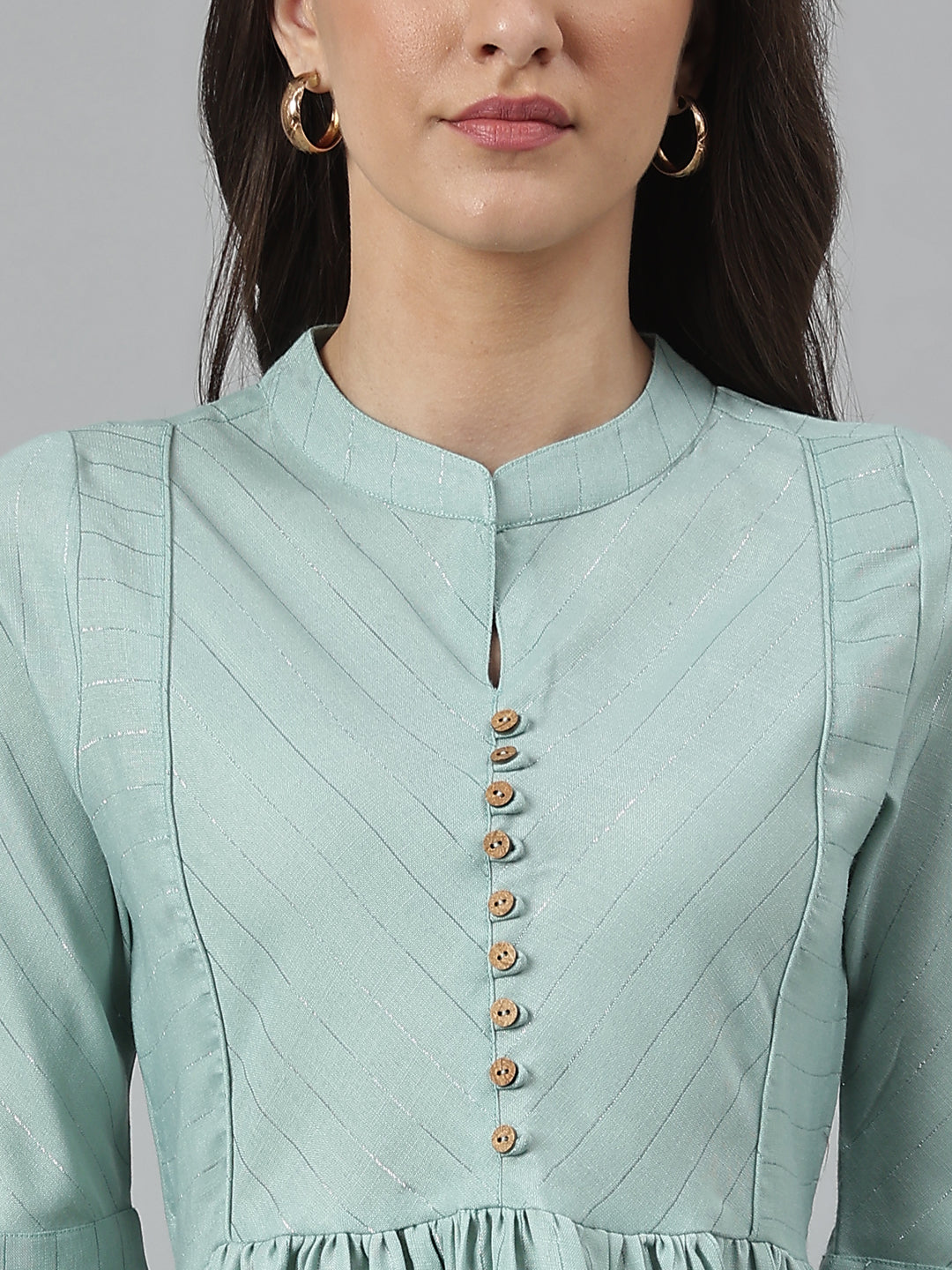 Green Soild Woven Empire Top