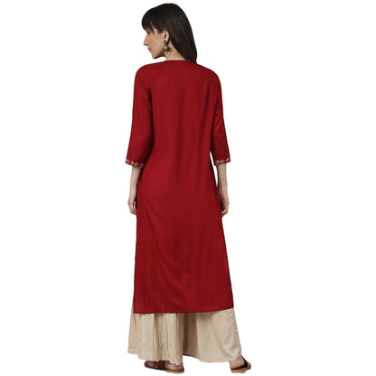Maroon Embroidery Kurta Sharara Set