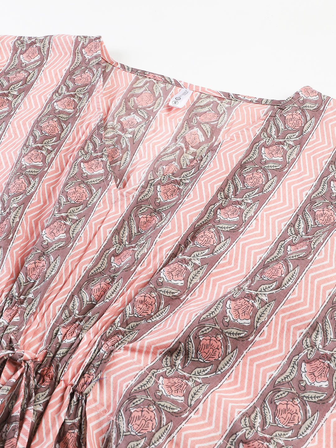 Pink and Grey Printed Cotton Kaftan