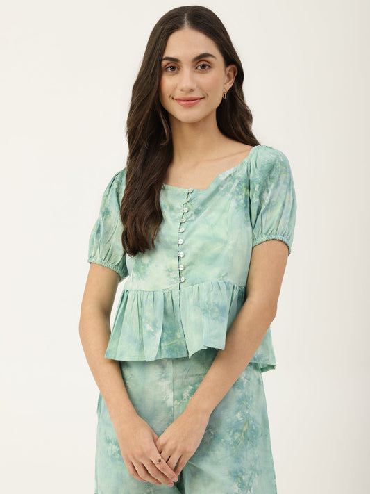 Green Tie-Dye Empire Top