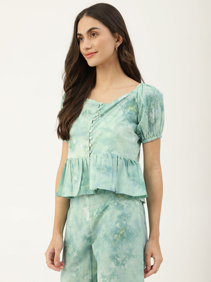 Green Tie-Dye Empire Top