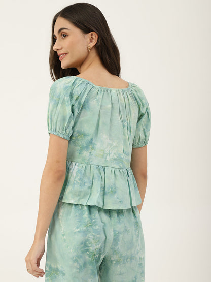 Green Tie-Dye Empire Top