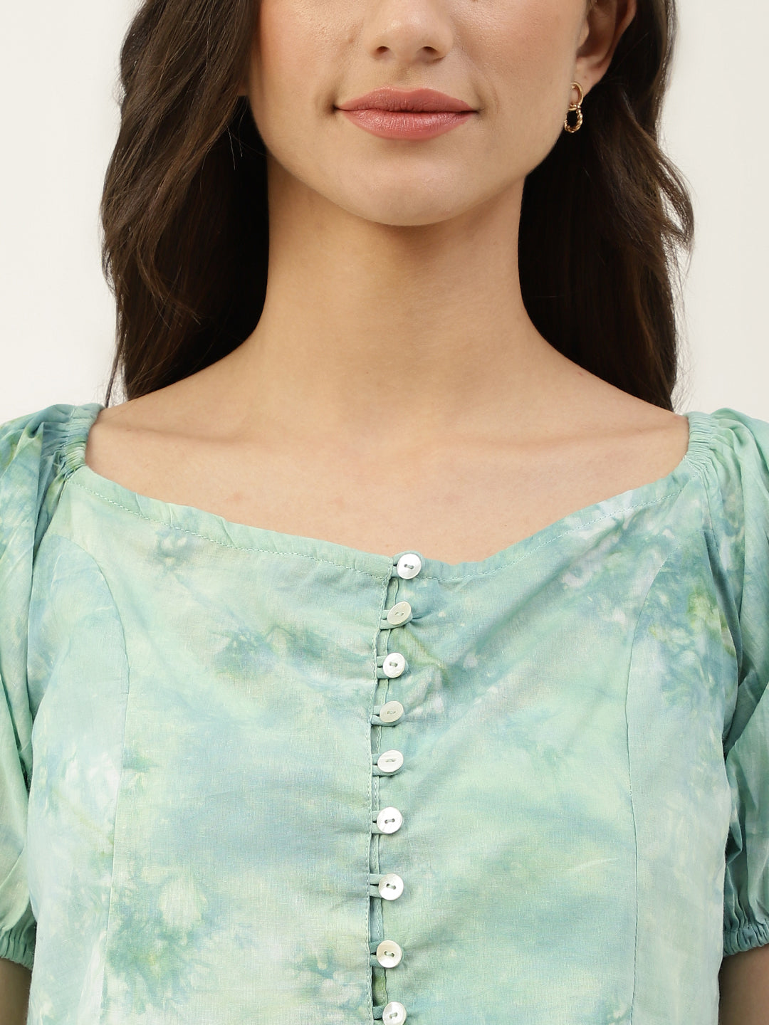 Green Tie-Dye Empire Top
