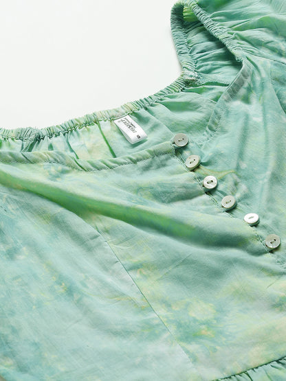 Green Tie-Dye Empire Top