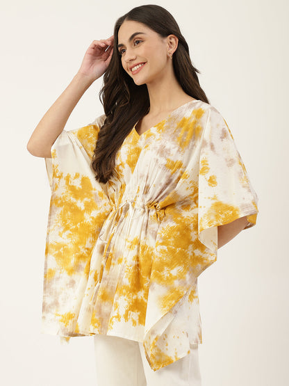 Shaded Yellow White Kaftan Top