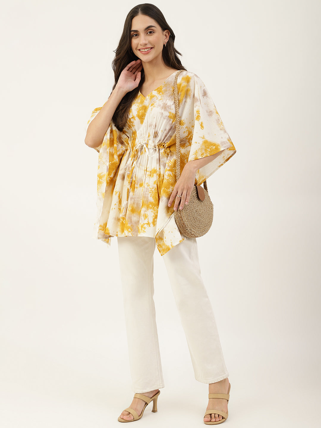 Shaded Yellow White Kaftan Top