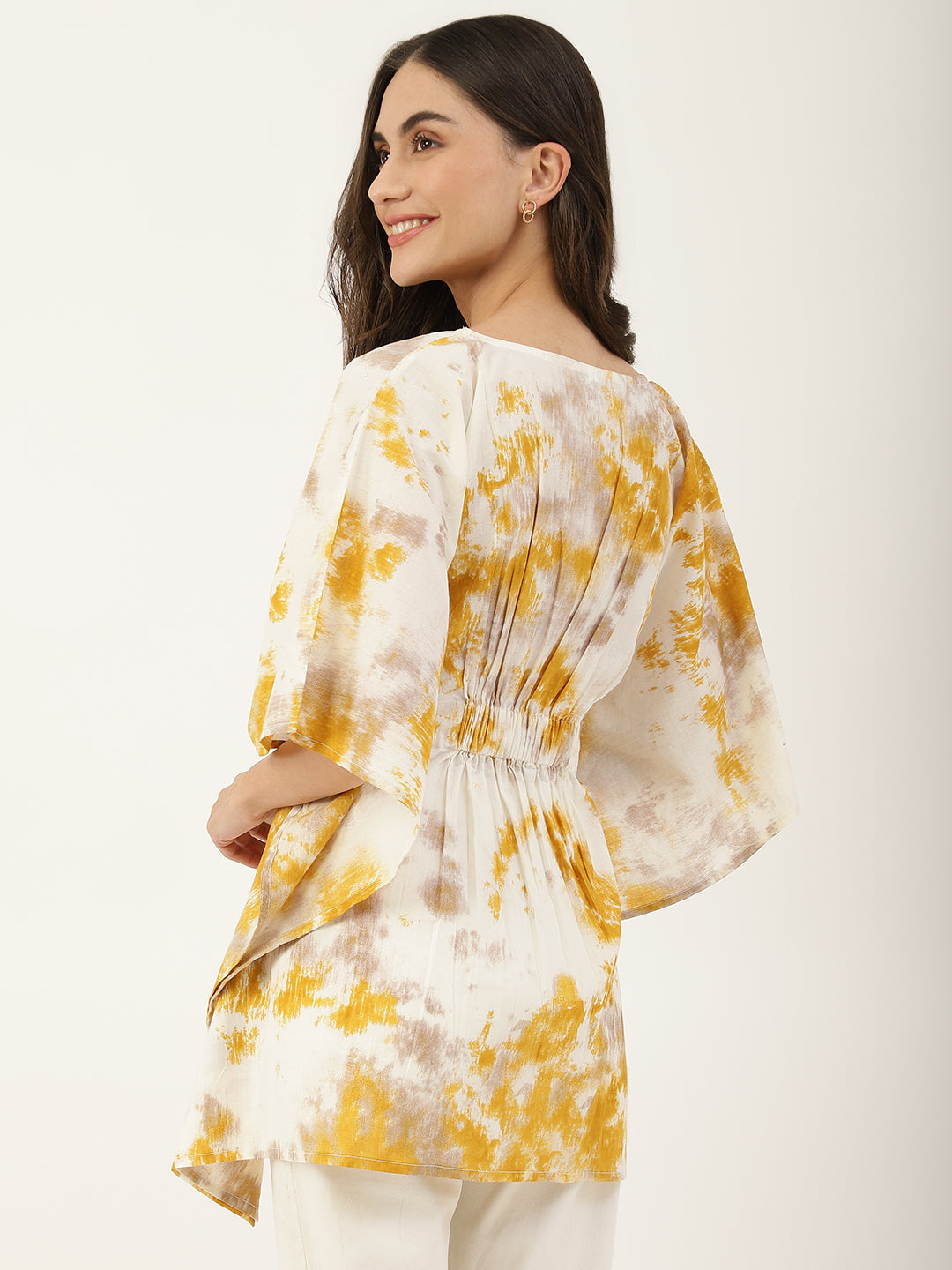 Shaded Yellow White Kaftan Top