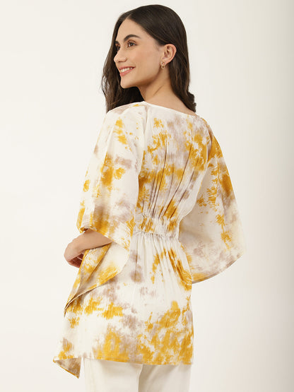 Shaded Yellow White Kaftan Top