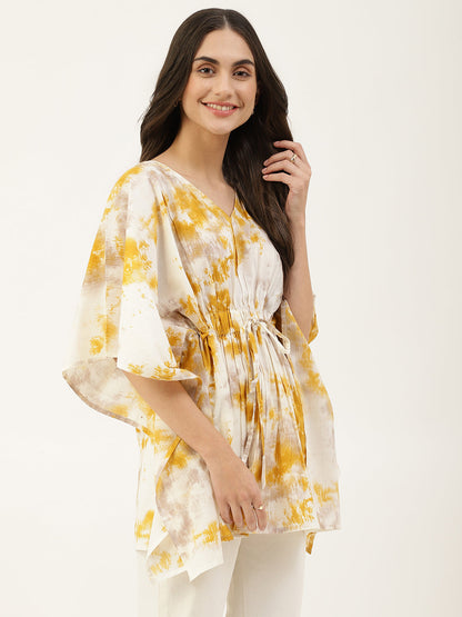 Shaded Yellow White Kaftan Top