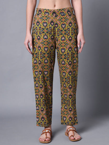 Mustard Angrakha Ethnic Motif Kurta Set