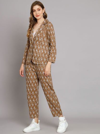 Brown Blazer Trouser Co-Ord Set
