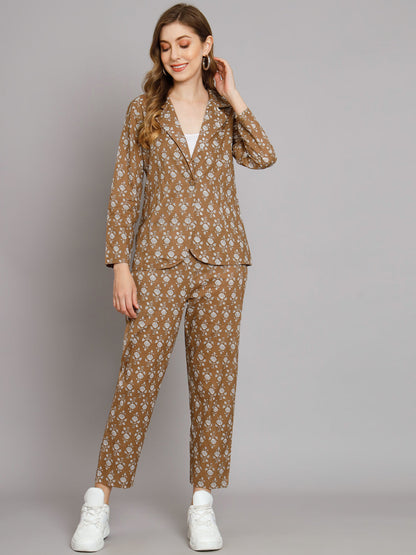 Brown Blazer Trouser Co-Ord Set