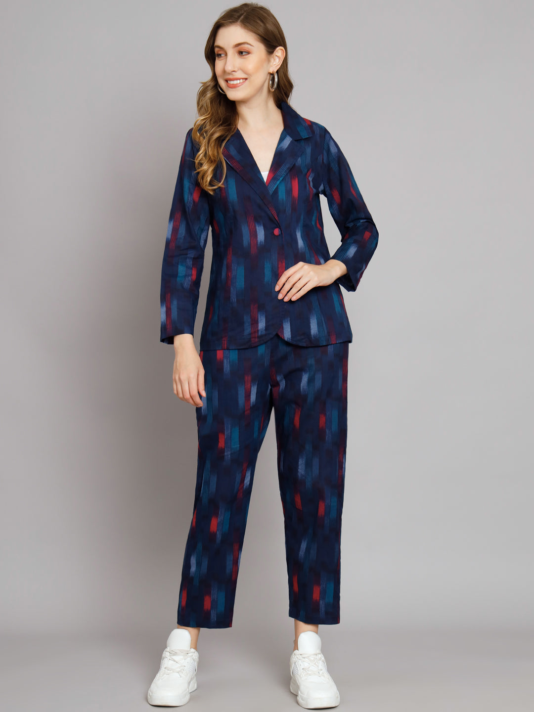 Blue Ikat Blazer Trouser Co-Ord Set