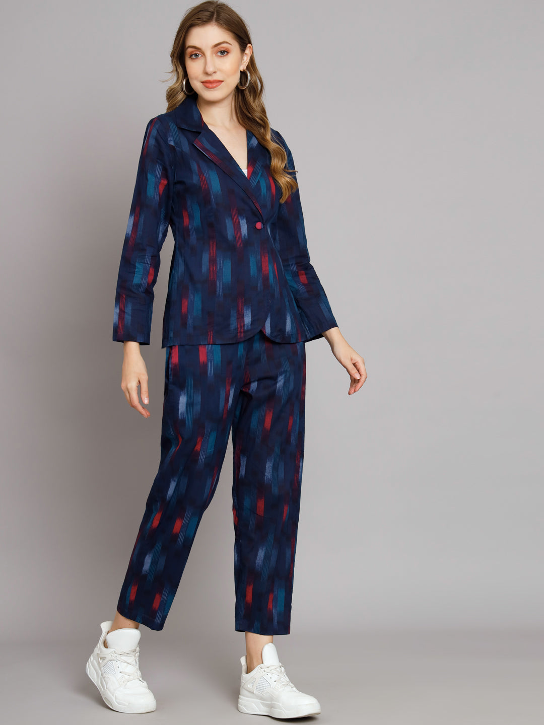 Blue Ikat Blazer Trouser Co-Ord Set