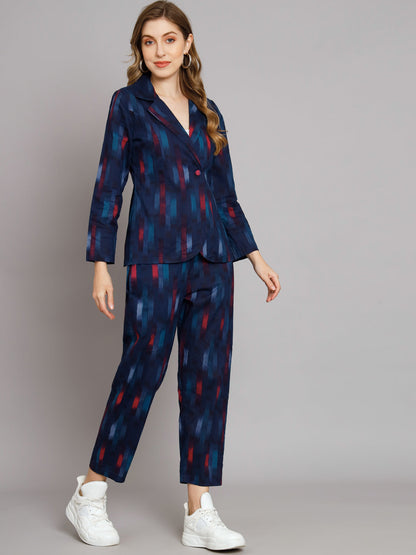 Blue Ikat Blazer Trouser Co-Ord Set