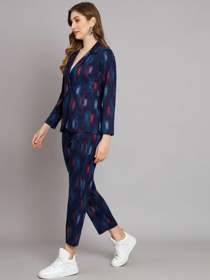 Blue Ikat Blazer Trouser Co-Ord Set