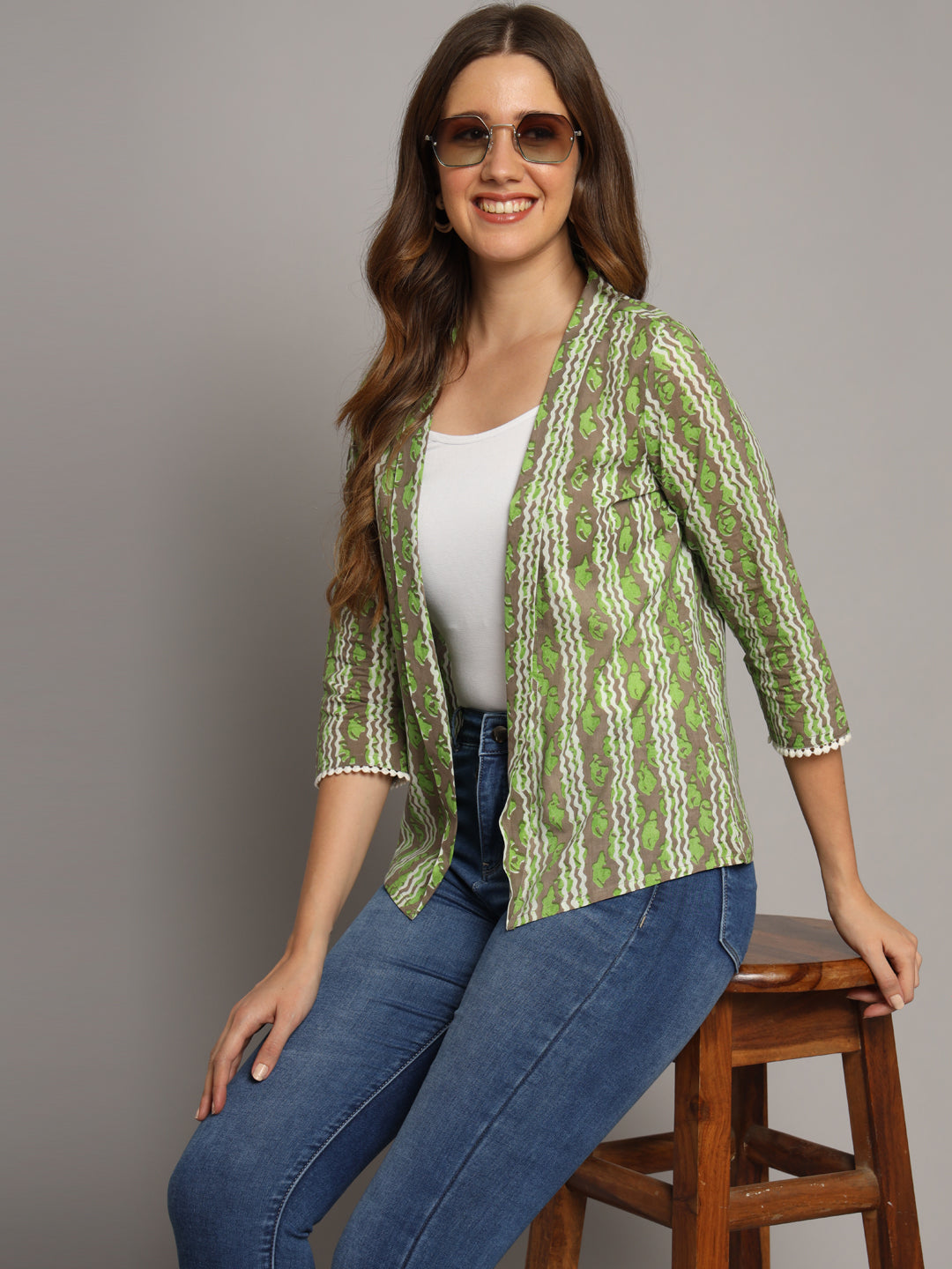 Green Cotton Jacket Shrug