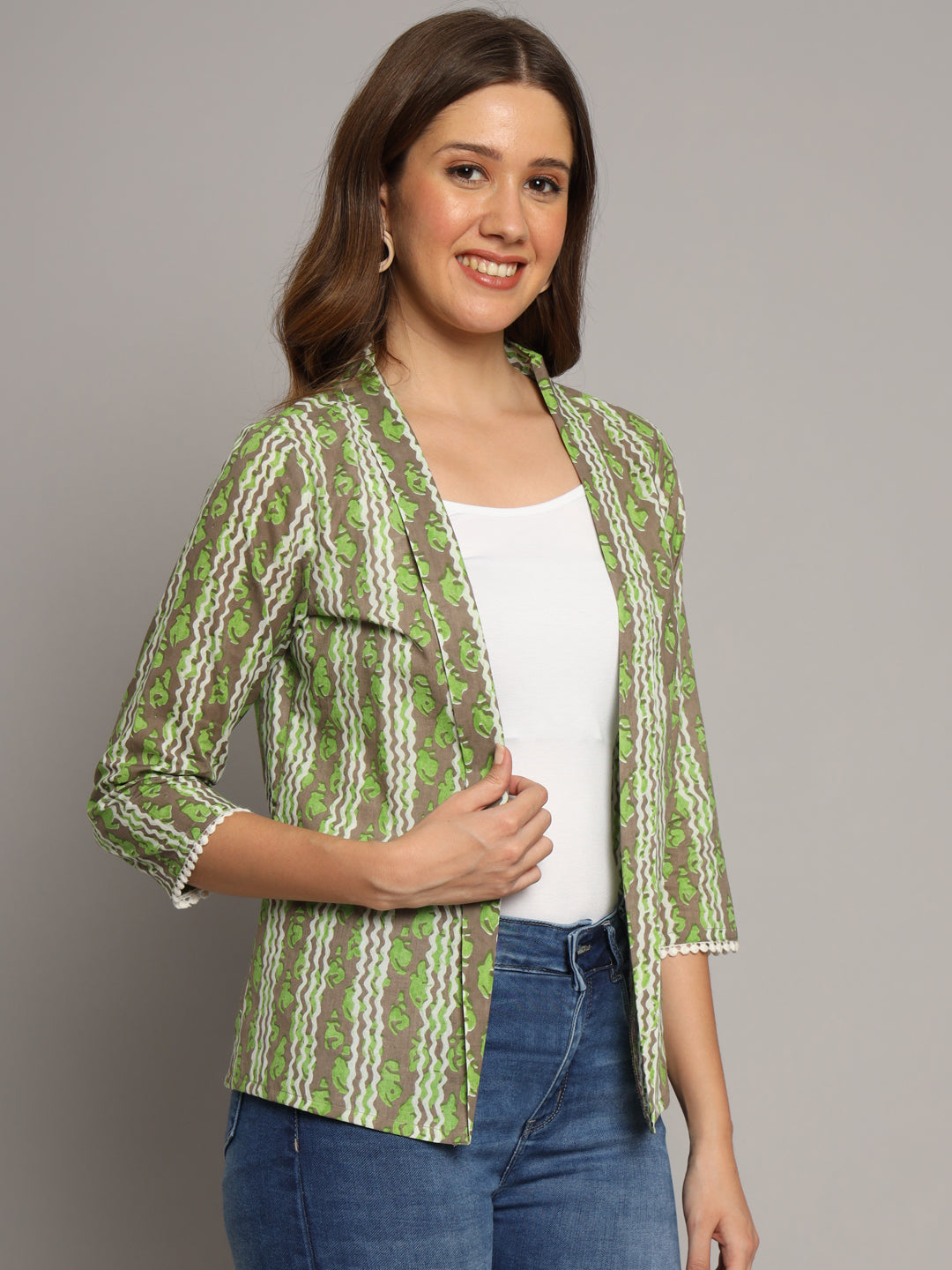 Green Cotton Jacket Shrug